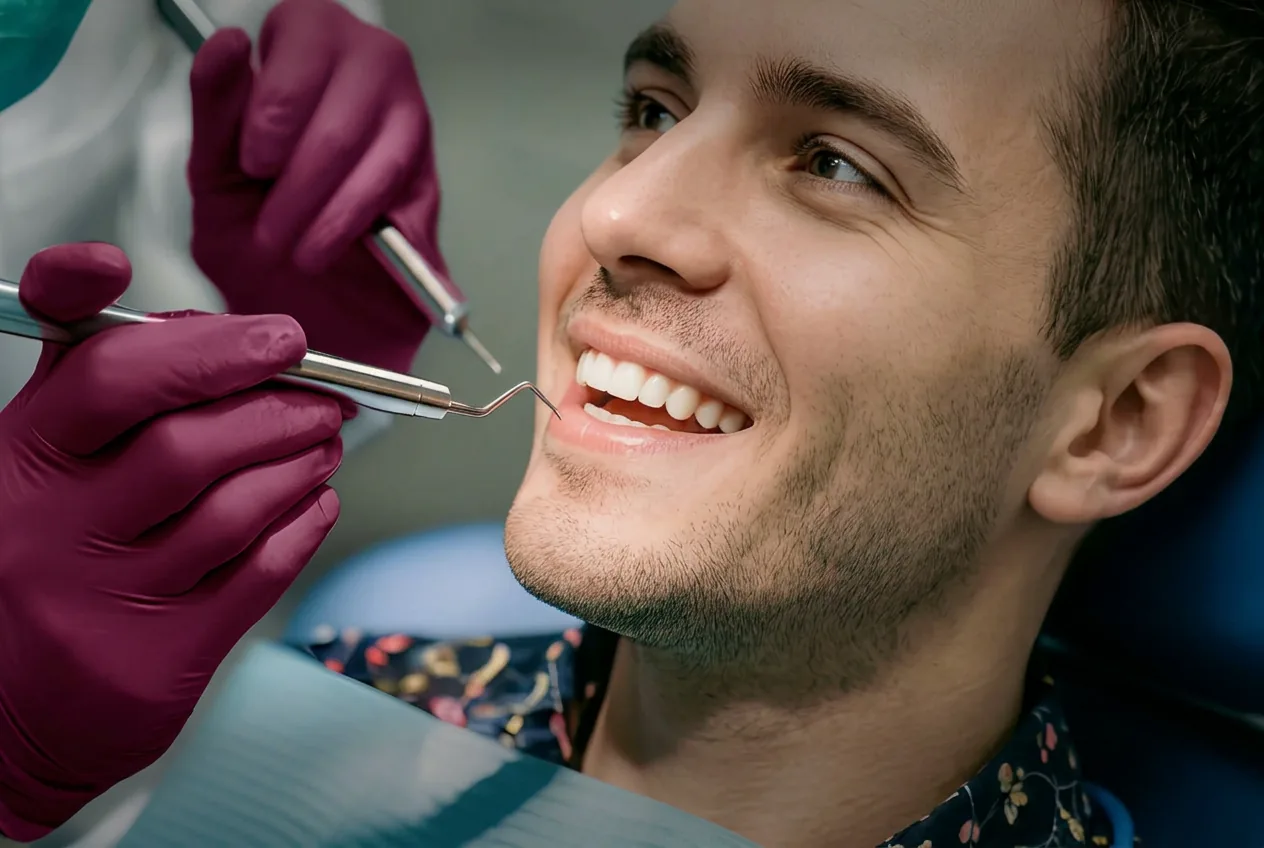 Zahnmedizinische Behandlung als Motiv einer Beispielwebseite