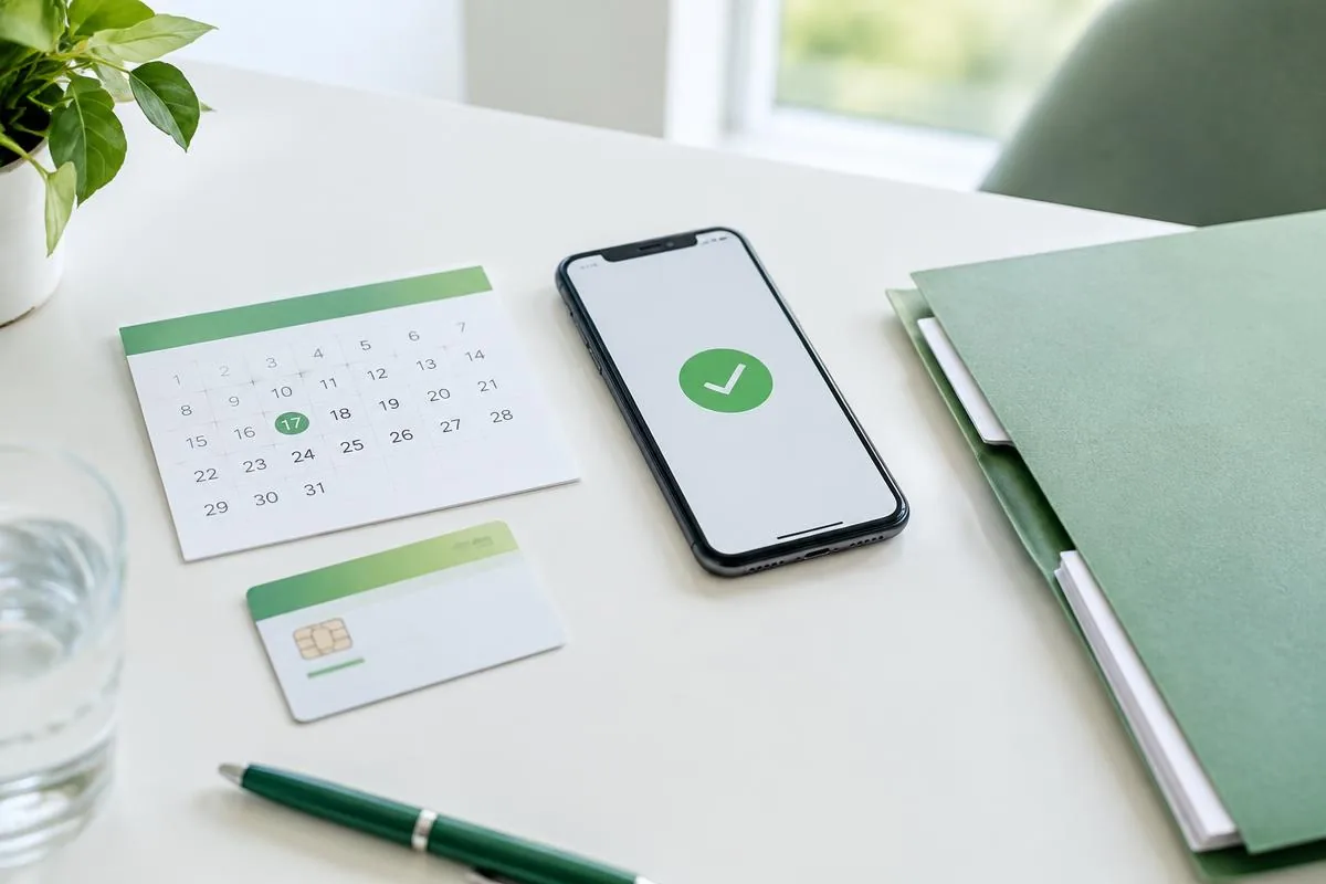 Kalender, Smartphone und Unterlagen für den vorbereiteten Termin